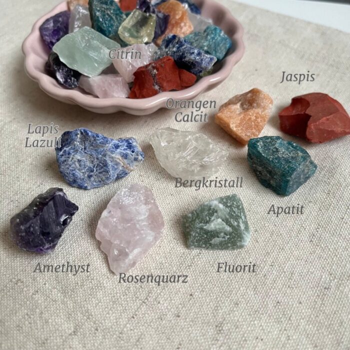 Rohsteine Kristall Mischung Mix Edelsteine Kristalle Liebe Hoffnung Depressionen konfetti wirkung Amethyst Berkgristall Larimar Wassersteine Dekoration